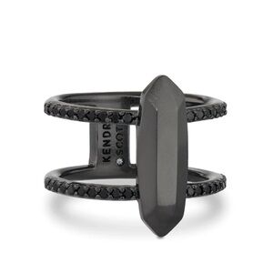 Kendra Scott Gunmetal Abra ring Size 6 nwt